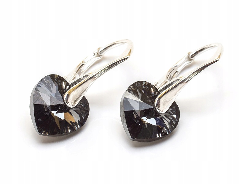

Srebrne Kolczyki 925 z kr. Swarovski Serca 10 Sini