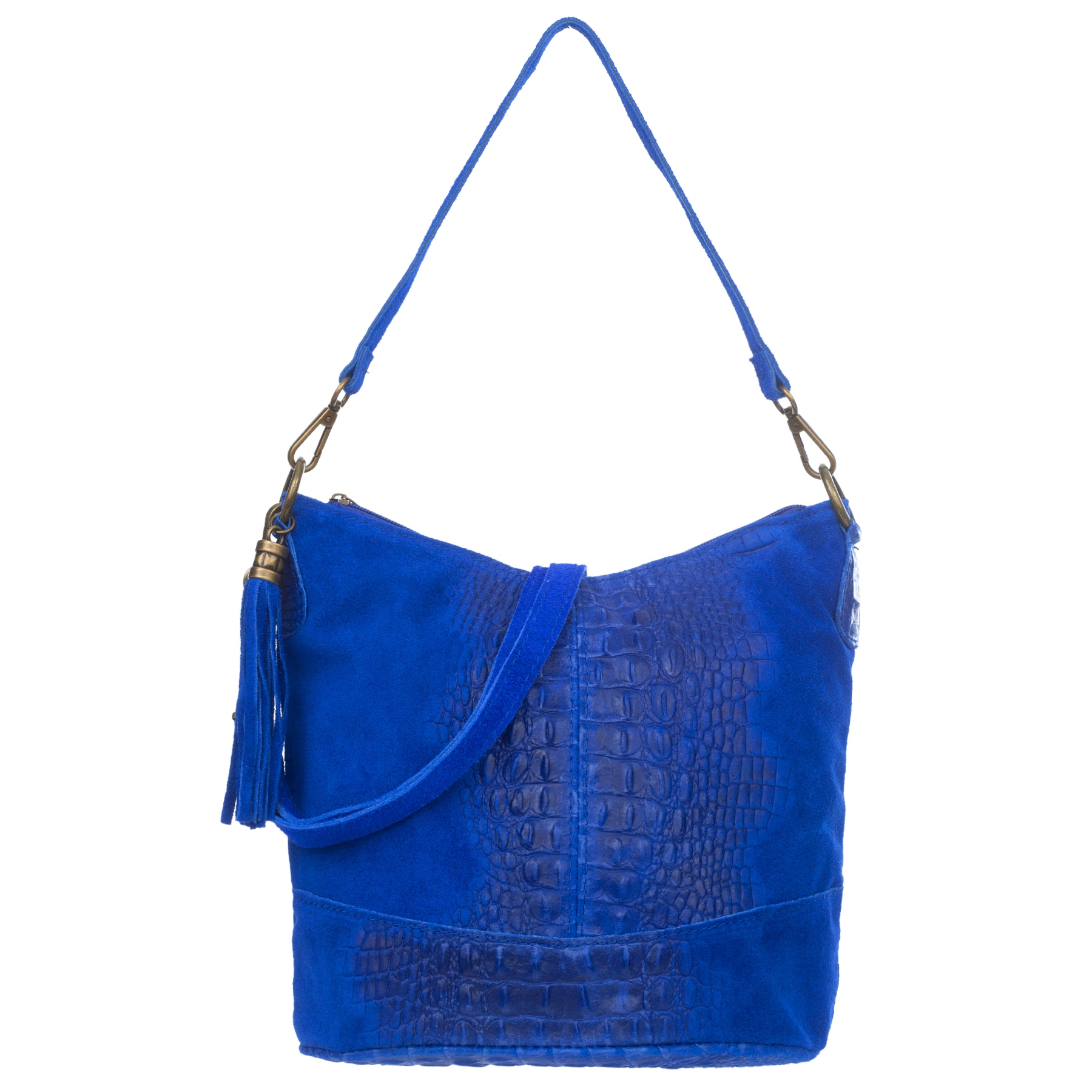 Vera Pelle torebka damska zamszowa listonoszka z frędzelkiem kroko Chabrowa