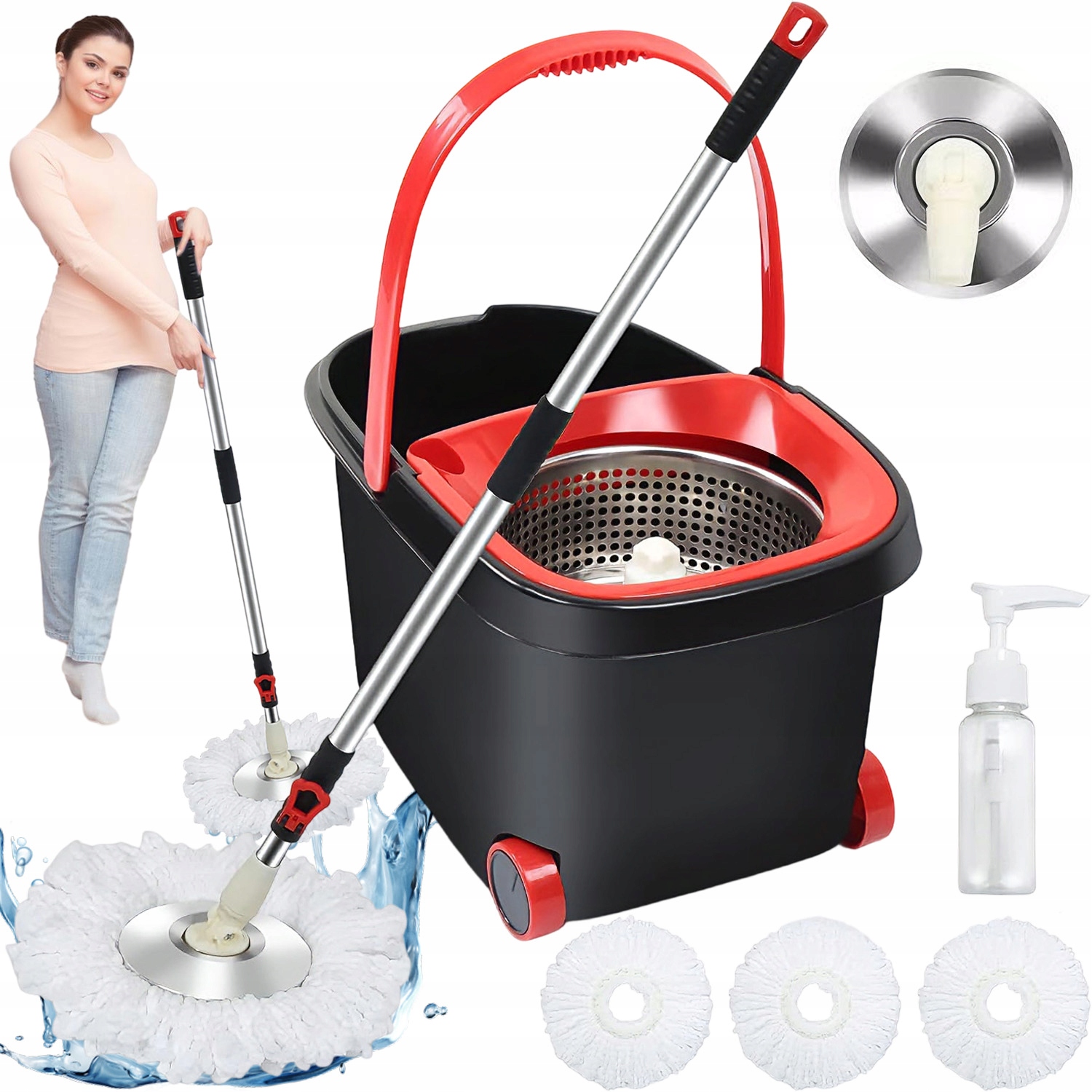 Levně Rotační mop Sada mopů s kbelíkem Easy Wring and Clean Turbo