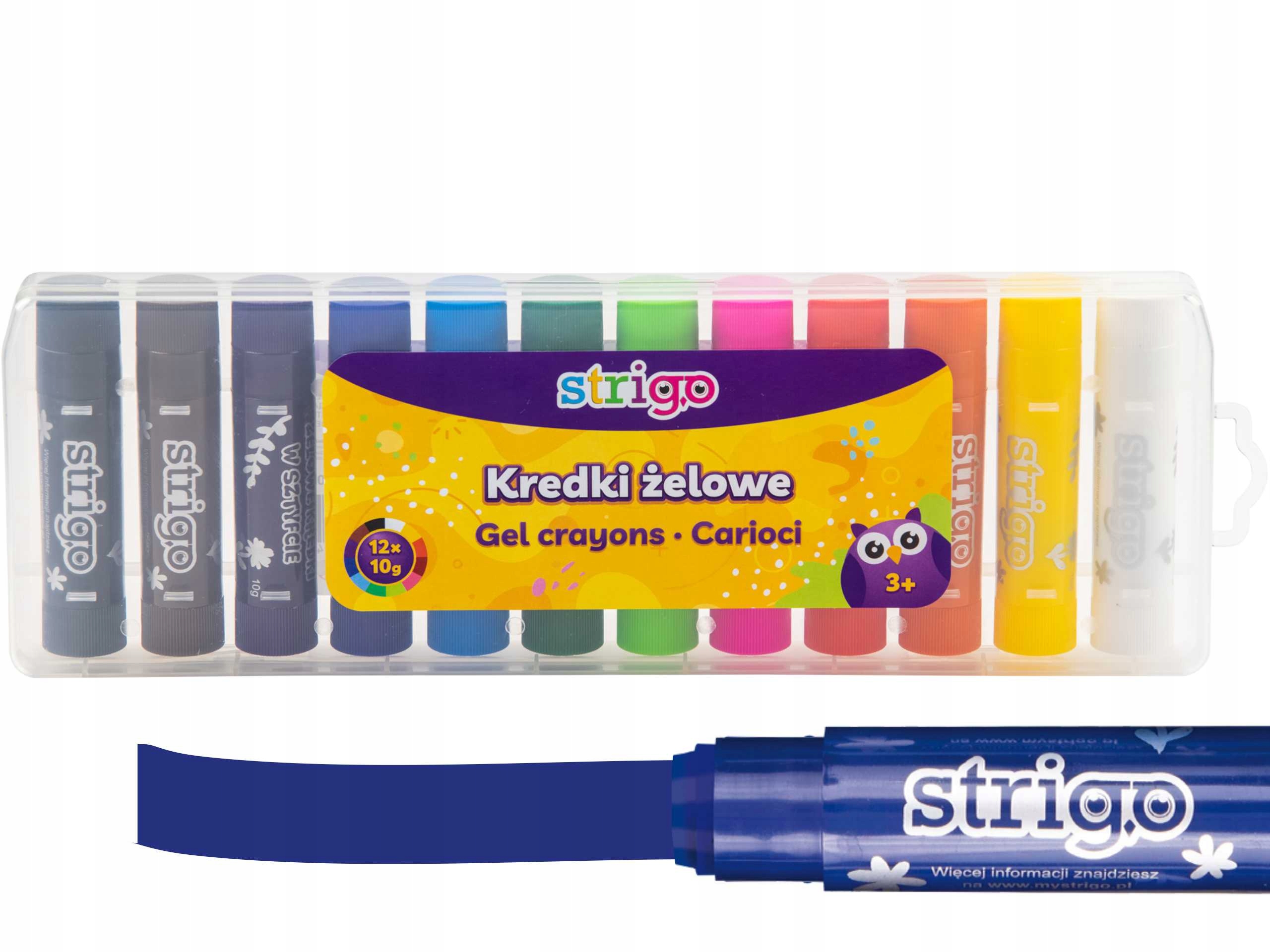 

Zestaw kredek żelowych Strigo w sztyfcie 12 sztuk