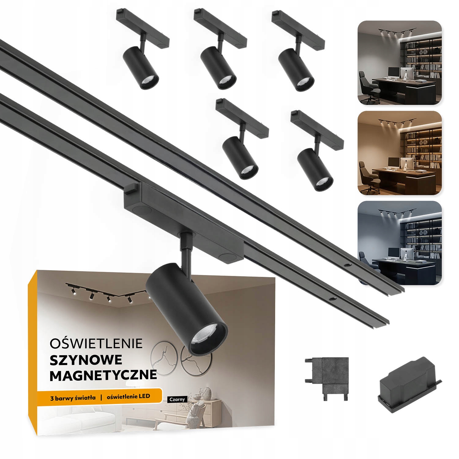 Magnetické koľajnicové osvetlenie 2x Lišta 1 m 5x 10 W čierne 5 rokov záruka