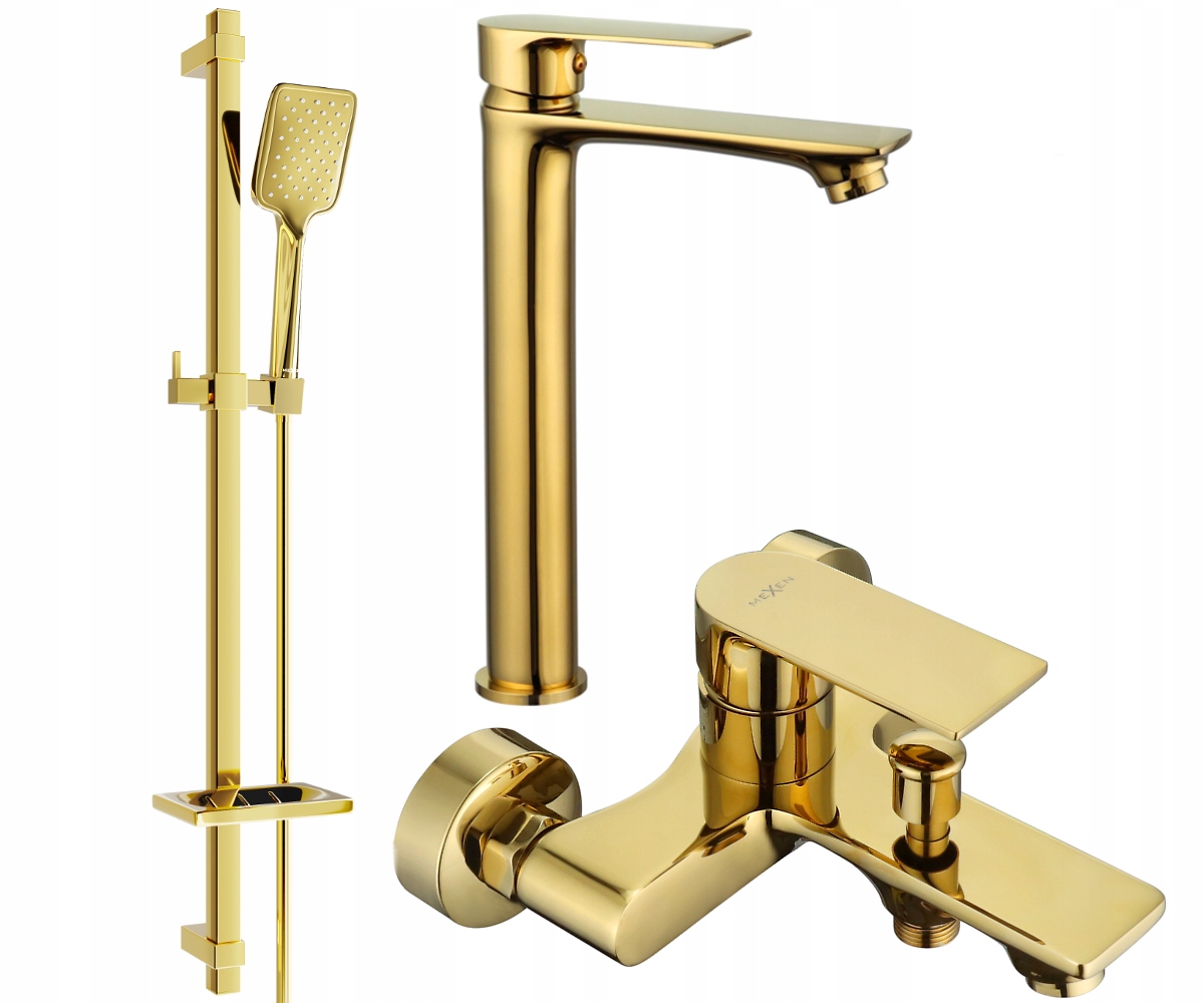 Mexen Royo DQ62 Vanová Sada Zlatá Mosaz s Nastavitelnými Držáky