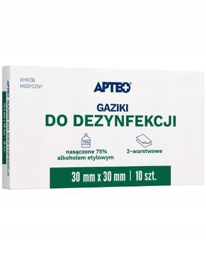 

Apteo gaziki do dezynfekcji 30 mm x 30 mm 10 sztuk