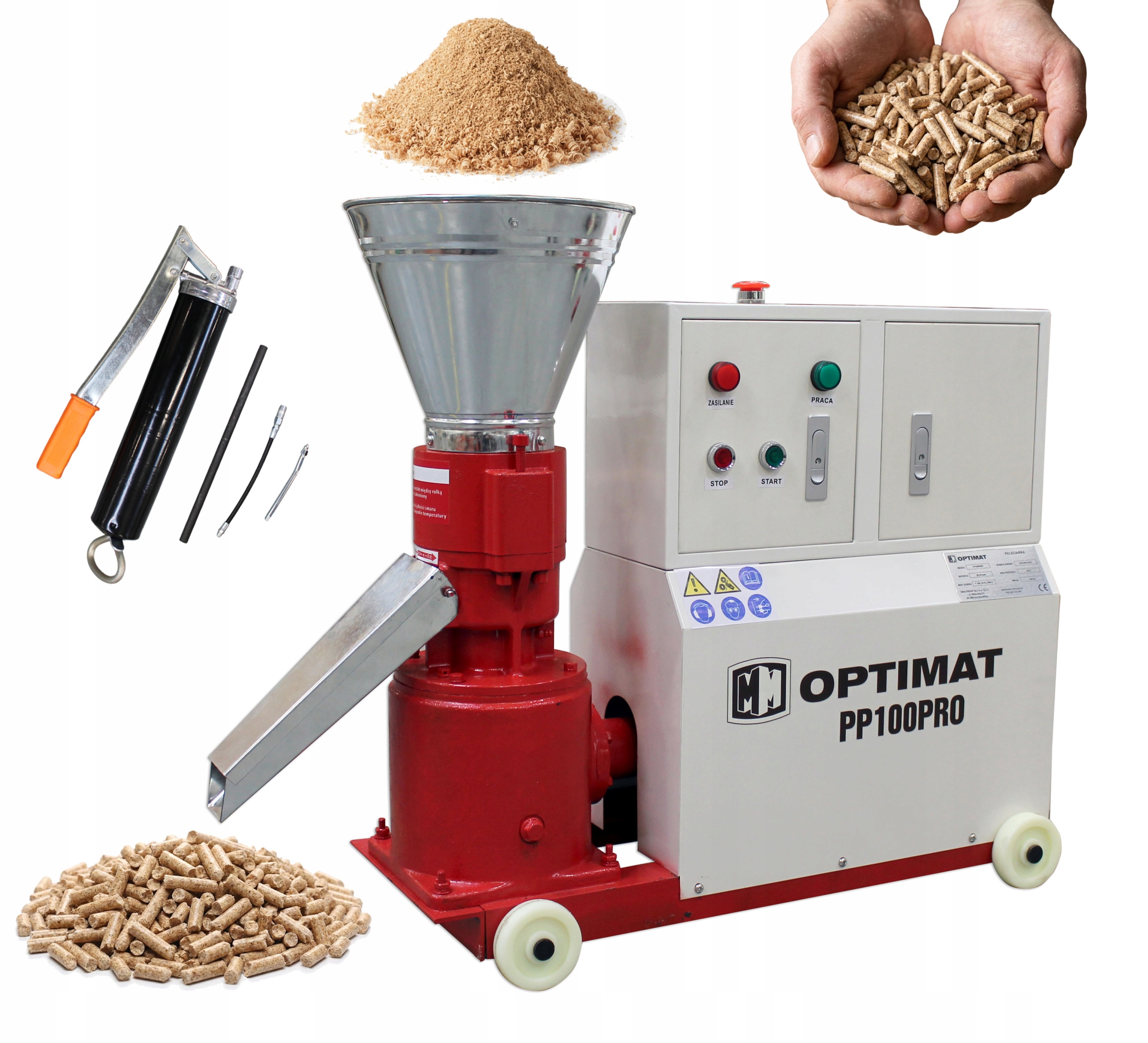 Pelletovací granulátor s krytem 3 kW 100 kg/h 230 V peletové krmivo pro pelety