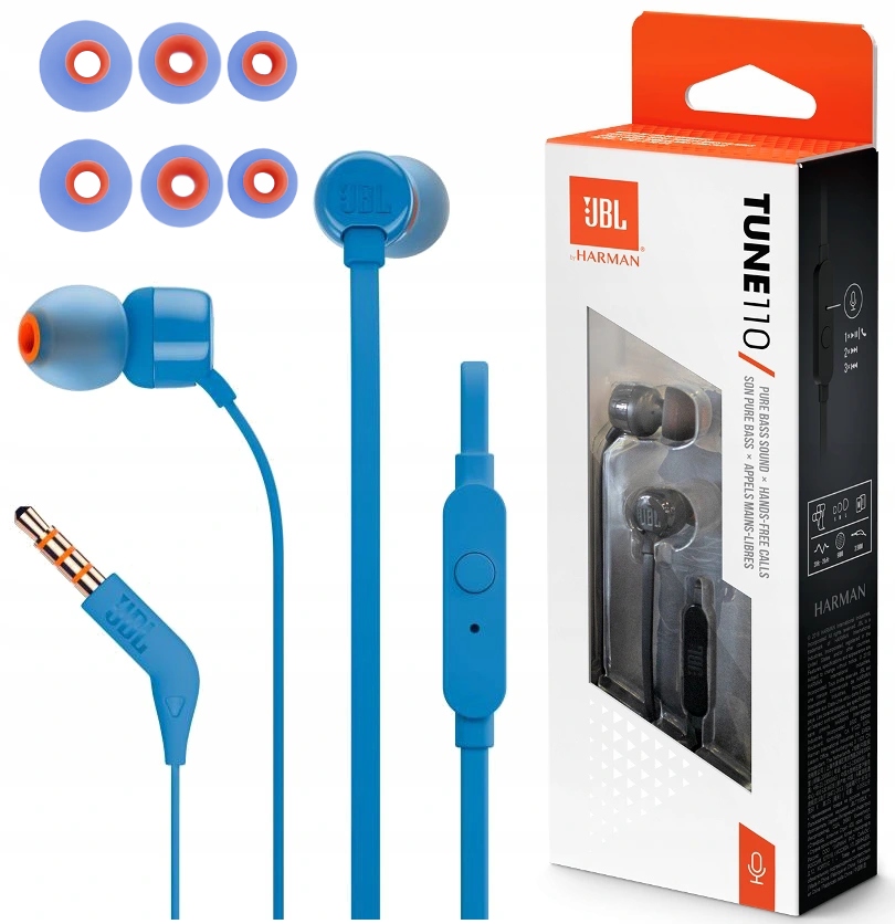 

Słuchawki Douszne Jbl T110 Niebieskie Z Mikrofonem