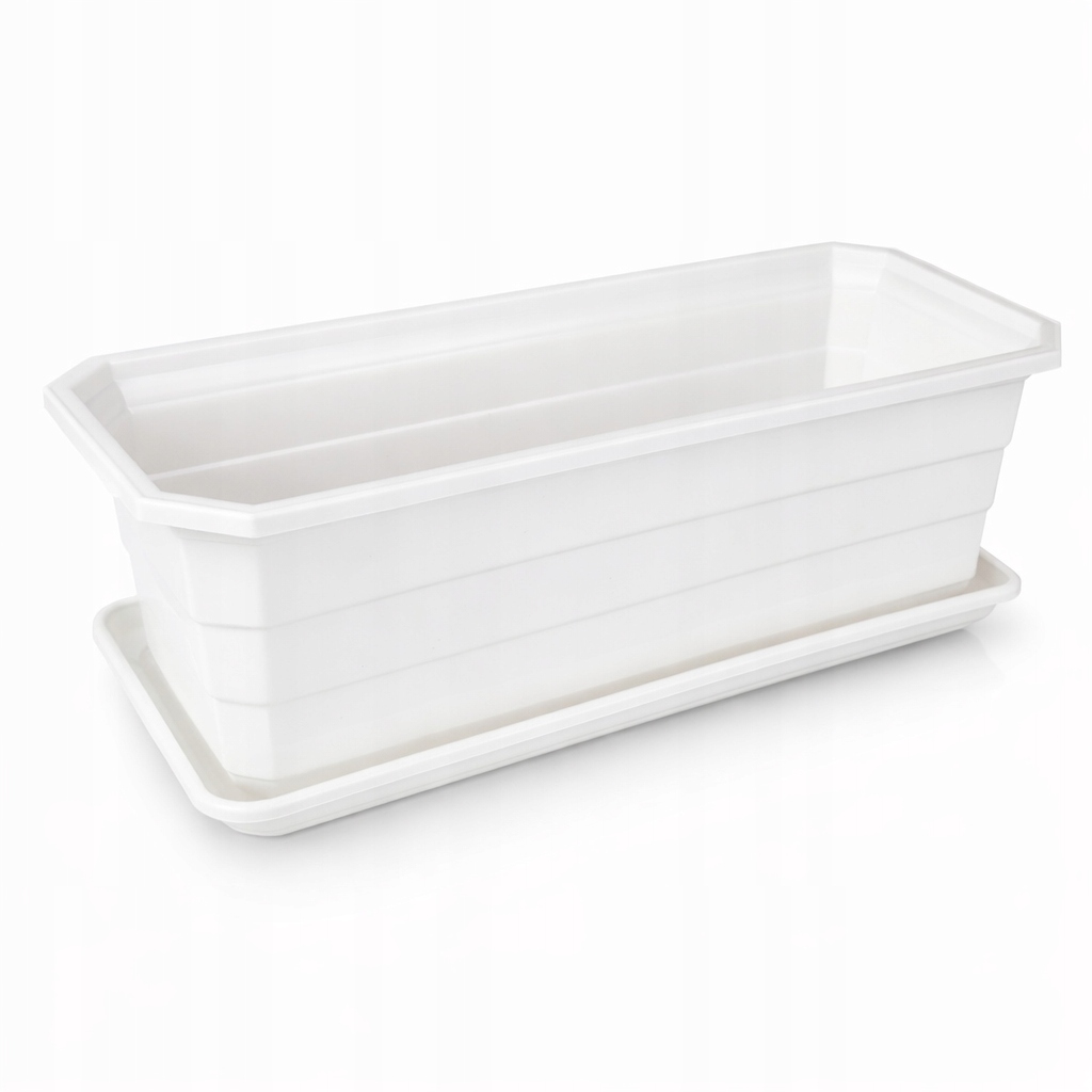 DONICZKA BALKONOWA + PODSTAWKA, Skrzynka na kwiaty 40x16,5 cm, BIAŁY