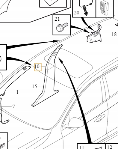 VOLVO S60 V60 oslona lewego srodkowego slupka OE 3