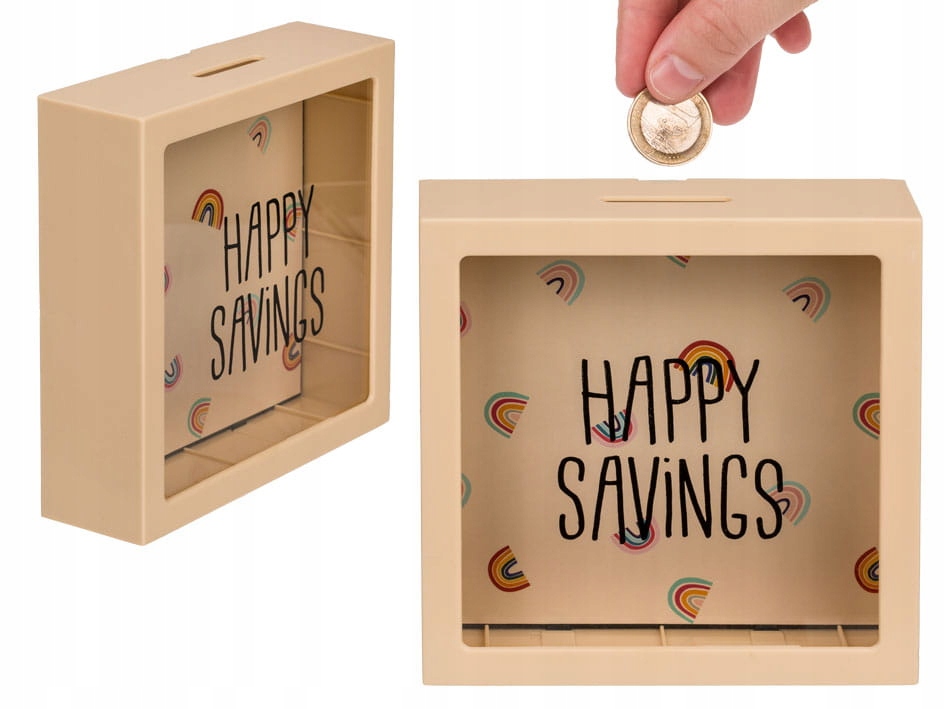 

Skarbonka Happy Savings z szybką szkłem Szklana