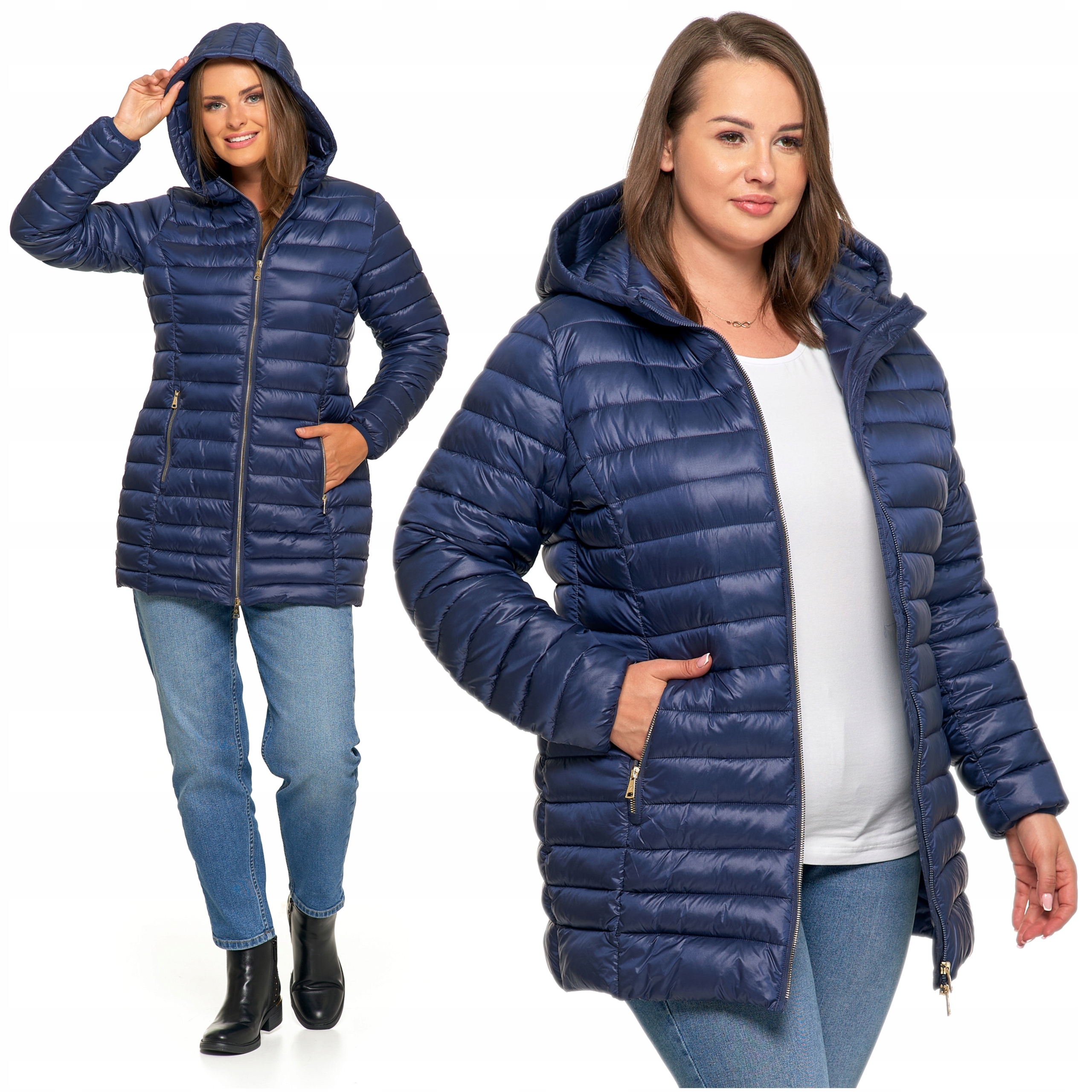 Dámská přechodná péřová bunda s kapucí , Elegantní na podzim Moraj XL