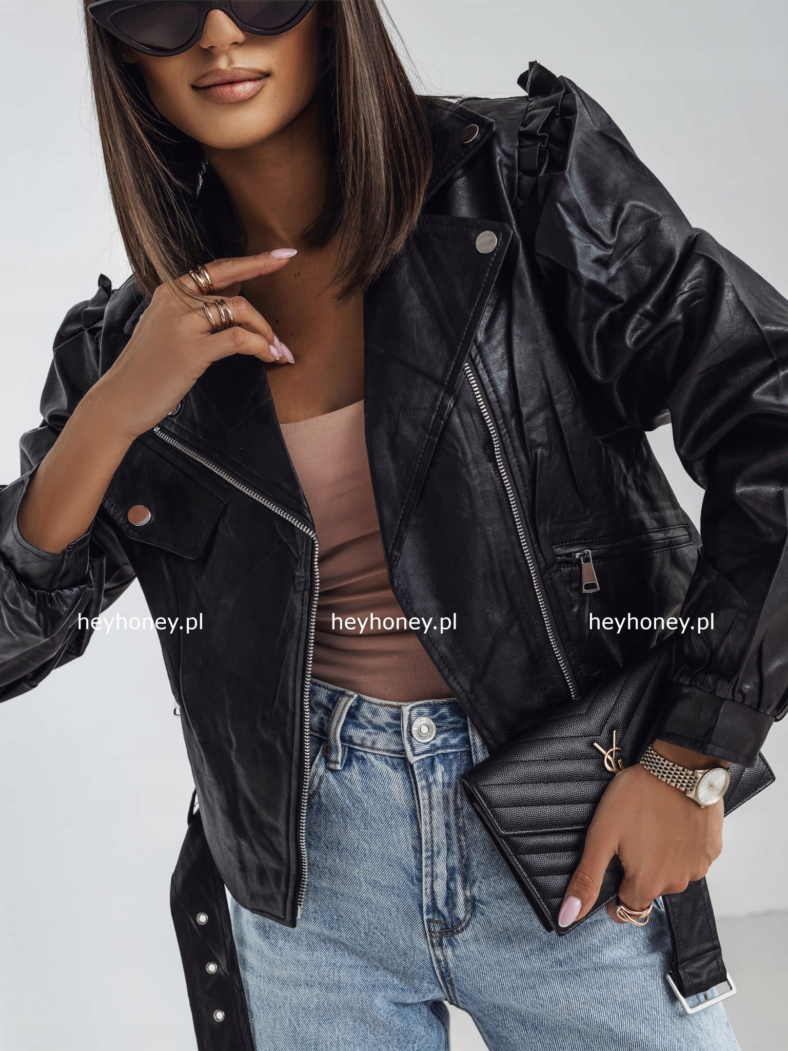 Ramoneska bunda s viskózou černá Leona S