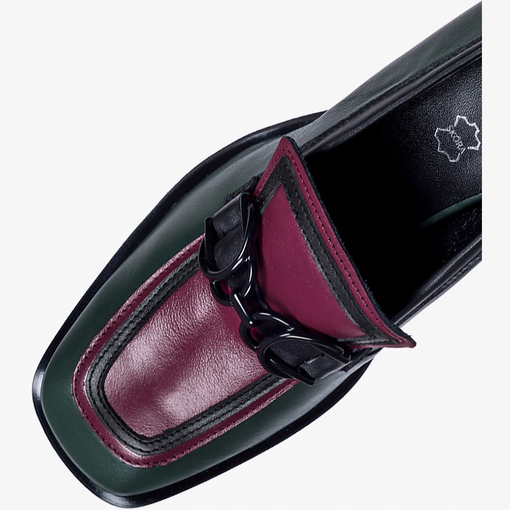 MOKASYNY PÓŁBUTY DAMSKIE SKÓRZANE ZE SPRZĄCZKĄ NA OBCASIE KLOCKU NEW r 41 Rozmiar 41