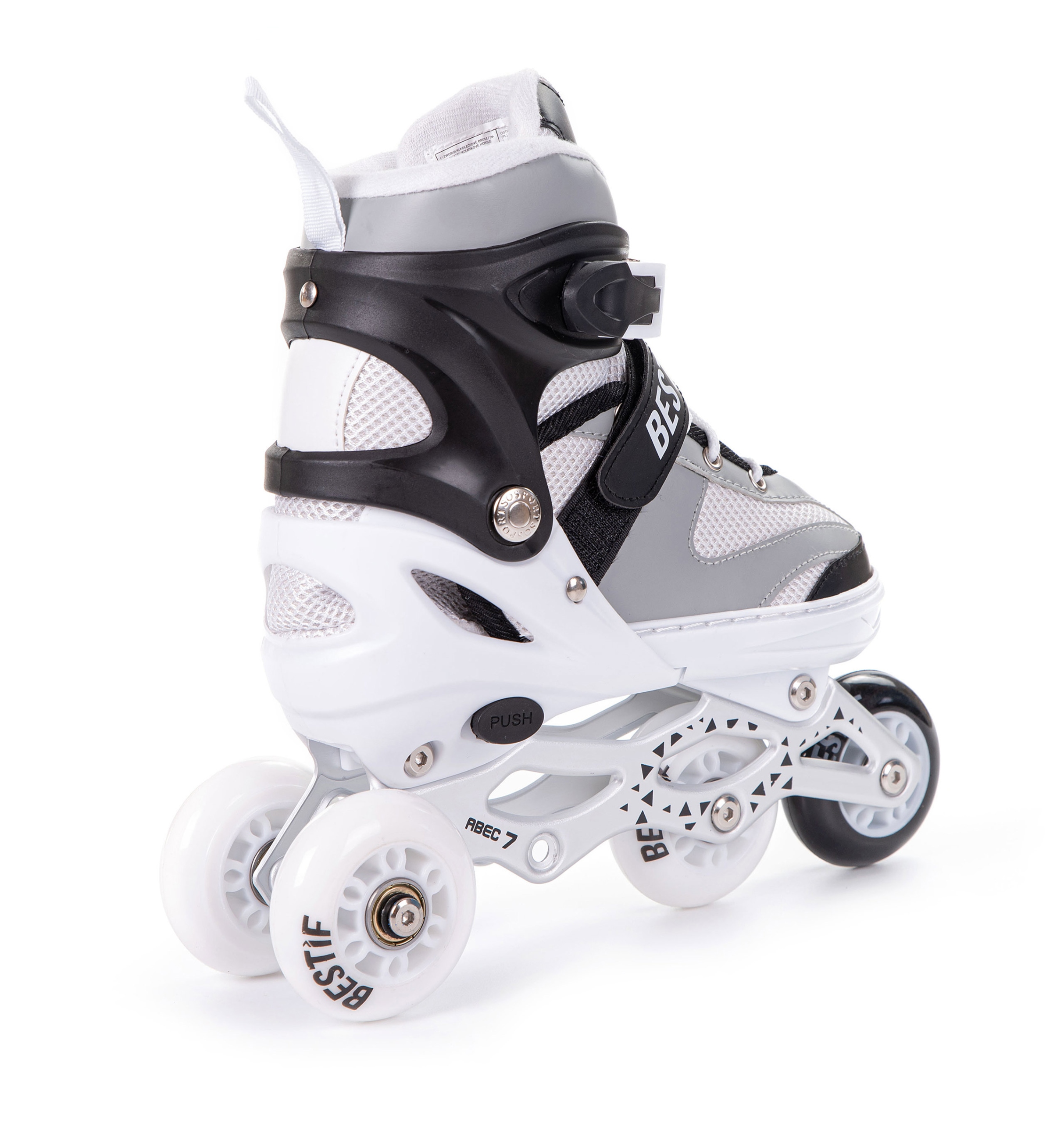 ŁYŻWOROLKI REGULOWANE 4w1 ROLKI WROTKI ŁYŻWY Z WYMIENNĄ PŁOZĄ BESTIF 30-33 Klasa łożysk ABEC-7