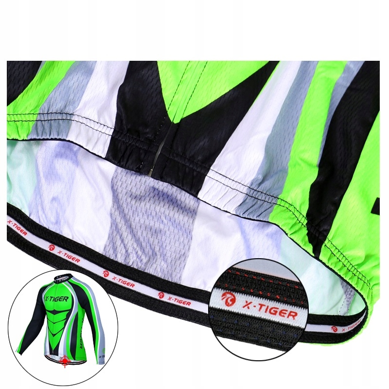 MĘSKI STRÓJ ROWEROWY KOMPLET KOLARSKI Z WKŁADKĄ ŻELOWĄ TERMOAKTYWNY SZELKI Rozmiar XL