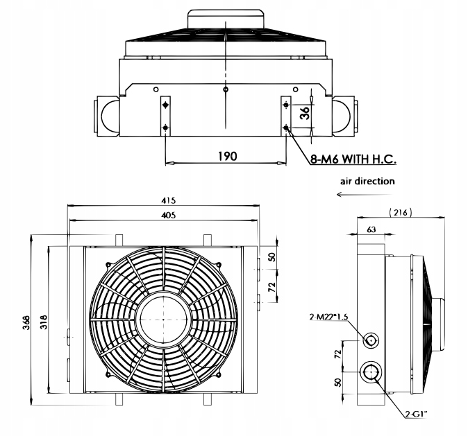CHŁODNICA OLEJU 140L 24V Z WENTYLATOREM Producent części Perfect Hydraulic