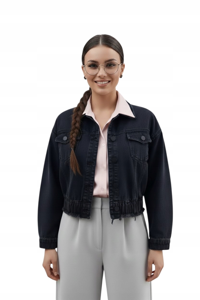 Černá Džínová Katana Módní Oversize Bunda Krátká velikost S