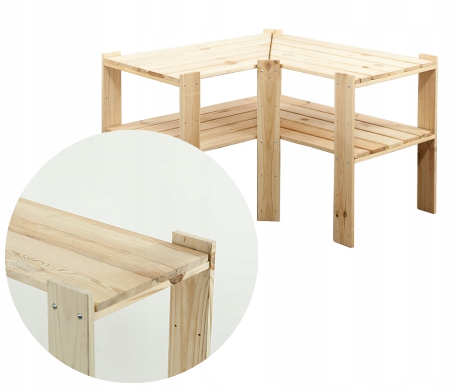 Rohový regál na knihy hračky dřevěný regál do spíže stojan Borovice