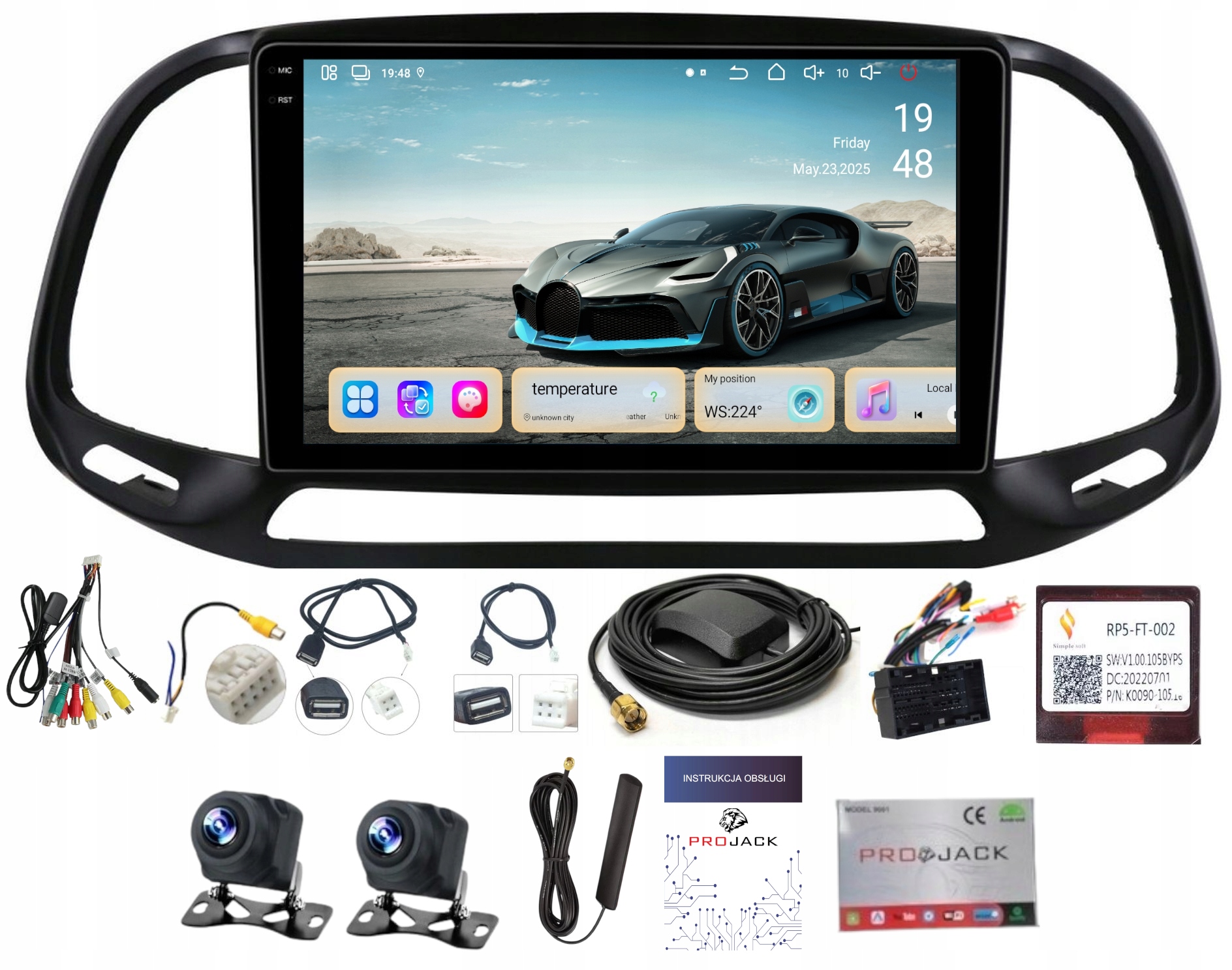 Autorádio S Navigací Android Fiat Doblo III 2015-2022 6GB Ram 128GB Paměť Sim