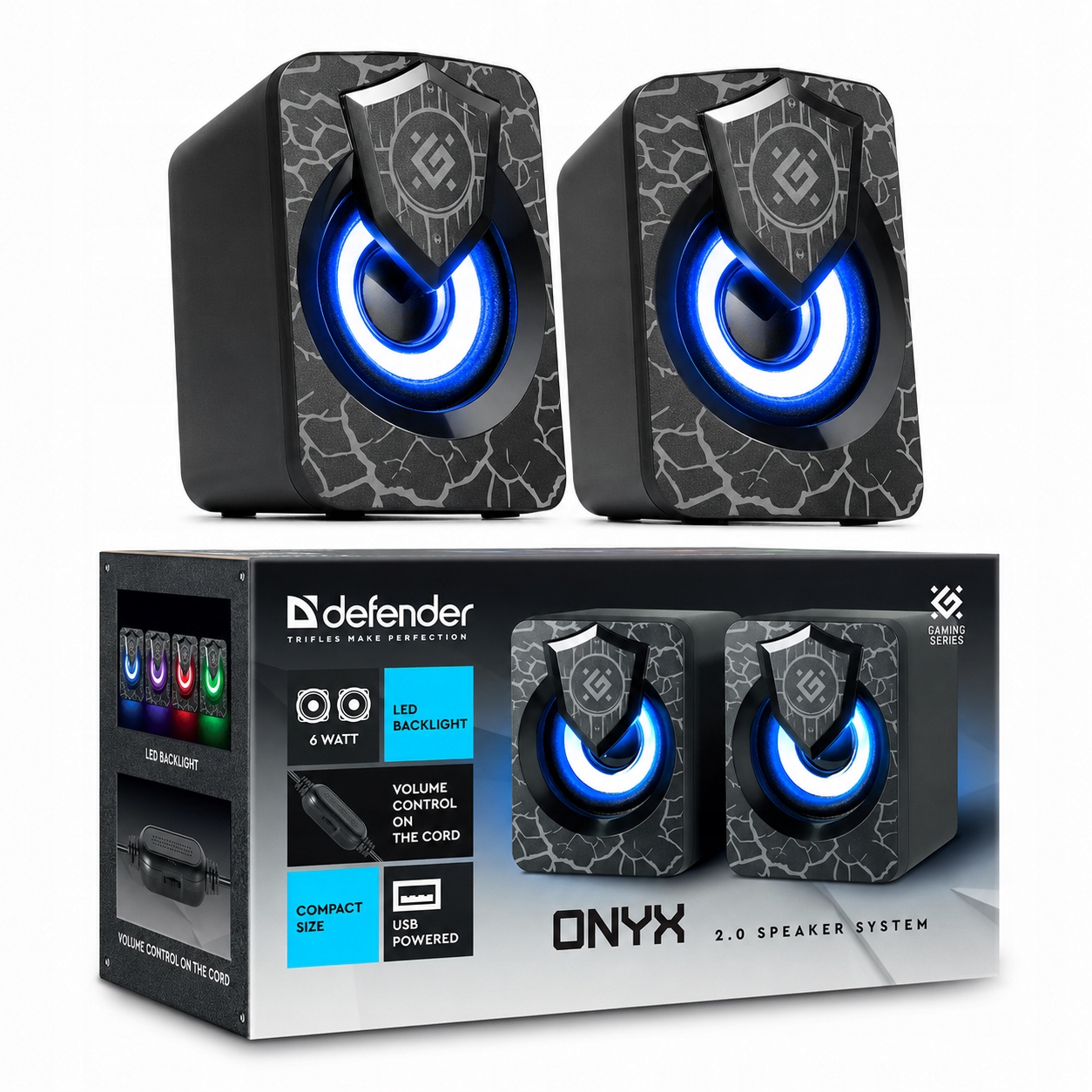 GŁOŚNIKI DEFENDER ONYX 2.0 6W LED USB