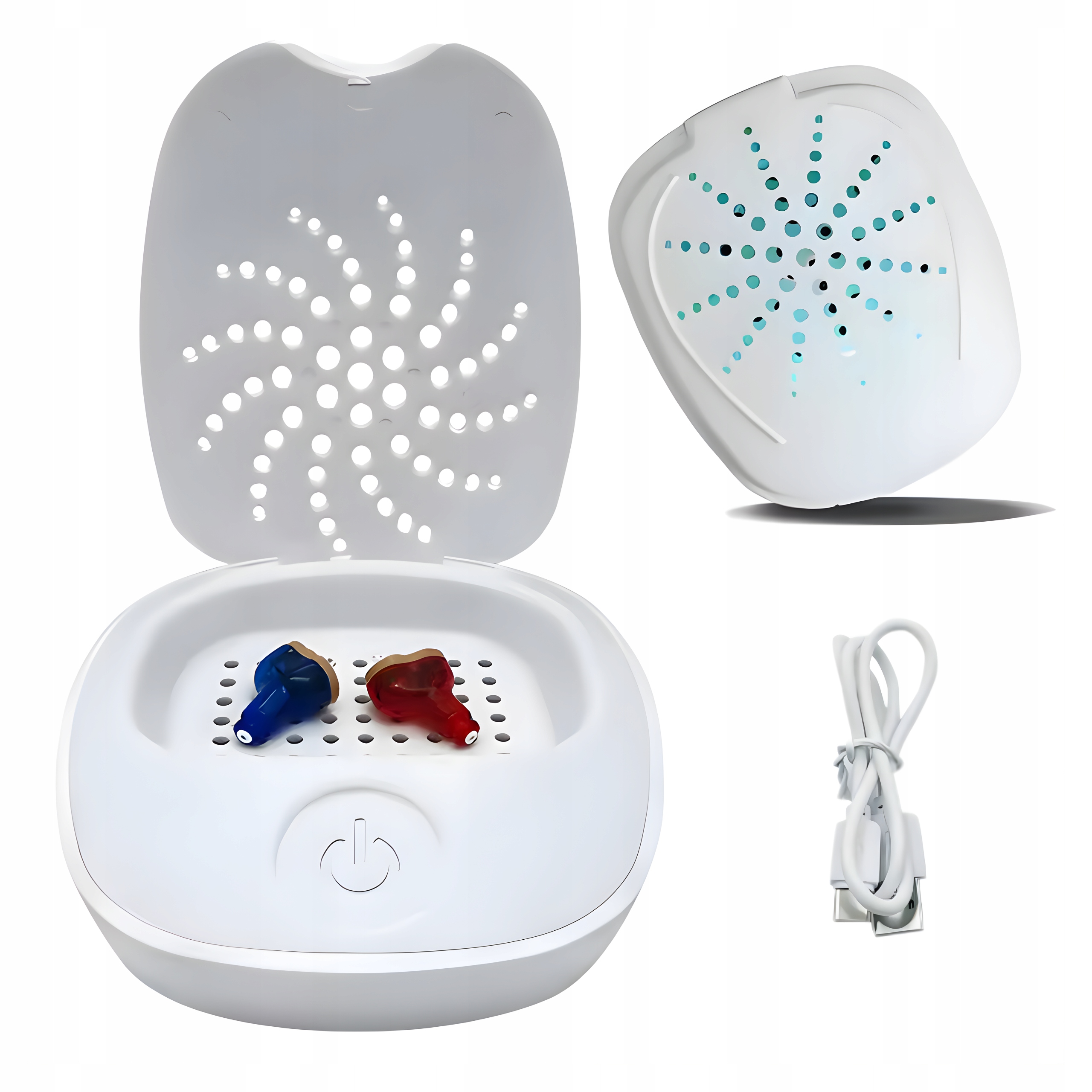 Osuszacz do aparatów słuchowych z UV RegMag – USB, tryby 3 h i 6 h