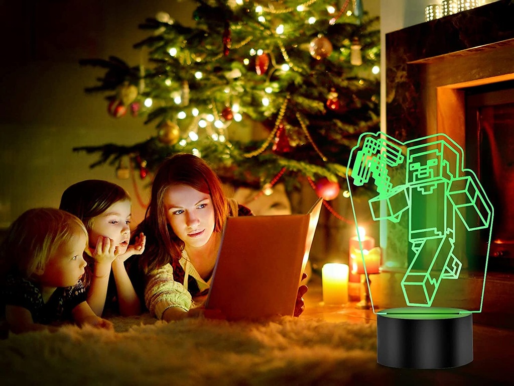 Lampka nocna Minecraft Lisek 3D LAMP LED + Pilot Kod producenta Prześwitująca baza