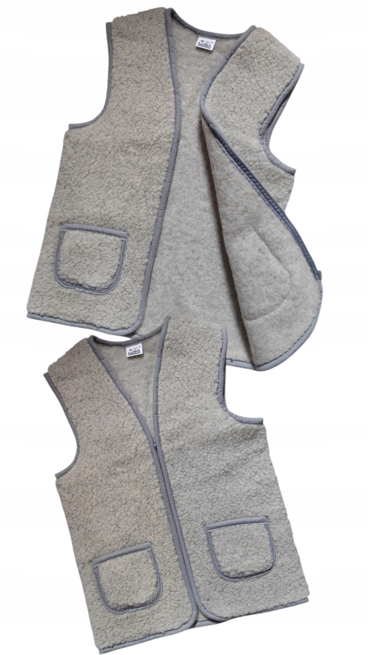 Vesta Serdak 100% Dámská Vlna Pánská z Ovčí Vlny Merynos 3XL Šedá