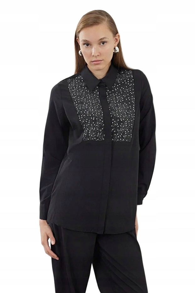 Trendyol Černý Dámský Komplet S Flitry Na Tričku 38 5EA* 38 5_A