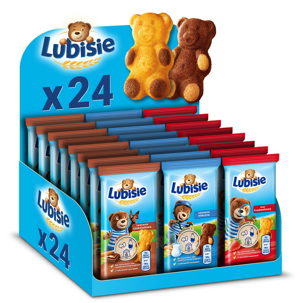 Zestaw mix Lubisie 24szt x 30g ciastka biszkopty dla dzieci ciasteczka