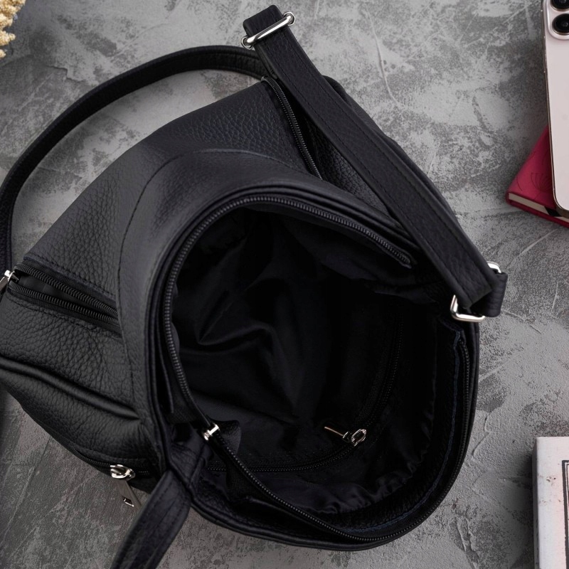 STYLOWA SKÓRZANA TOREBKA DAMSKA NA RAMIĘ CZARNA Marka Paolo Peruzzi