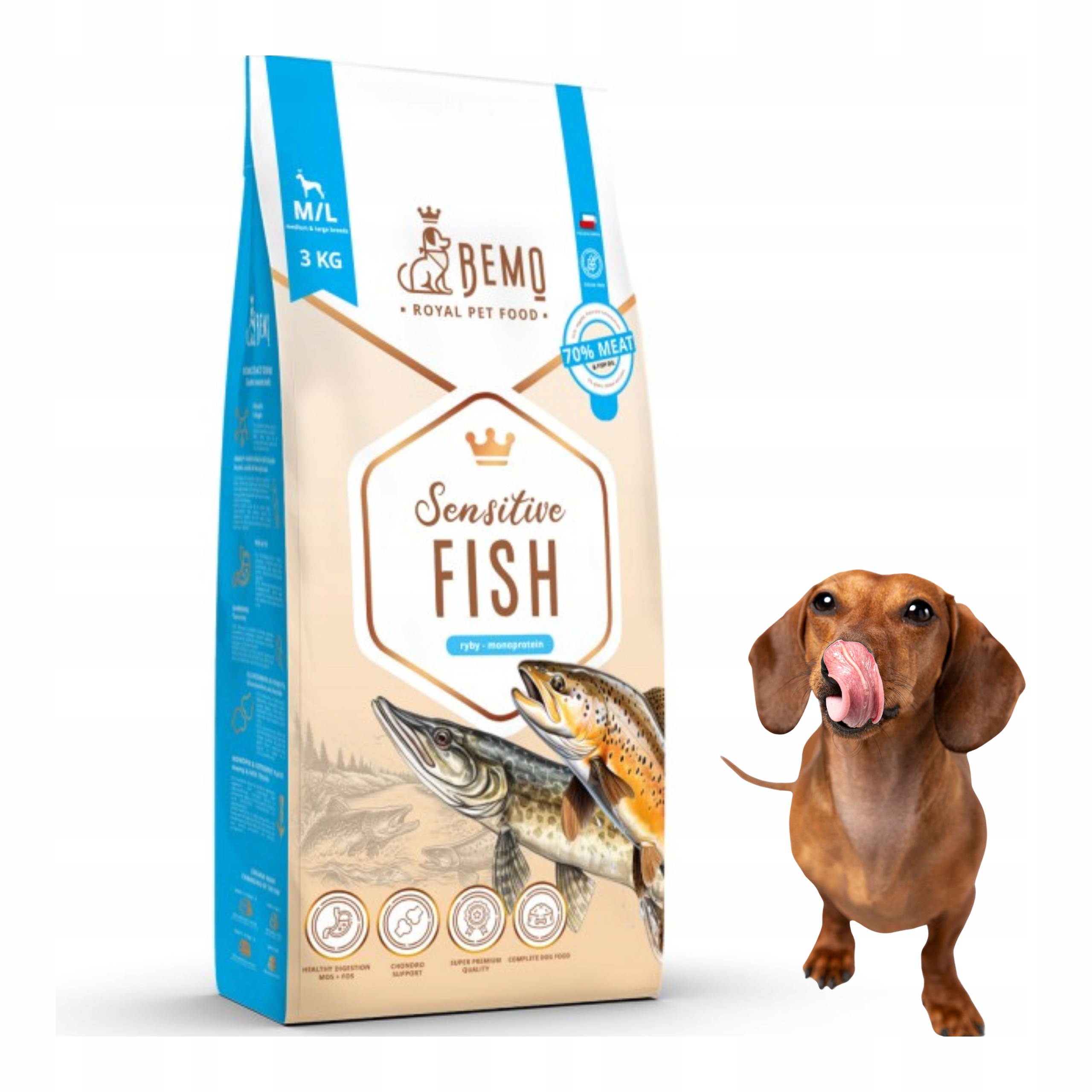 Levně Krmivo pro psy Bemo Sensitive Fish 3 kg Velkých Středních Psů S Rybou