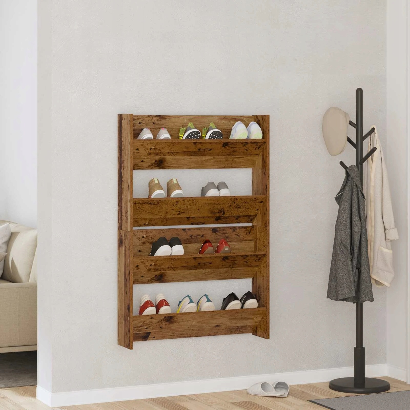 vidaXL Skříň na obuv s policí 2 pcs Staré dřevo 80 x 18 x 60 cm