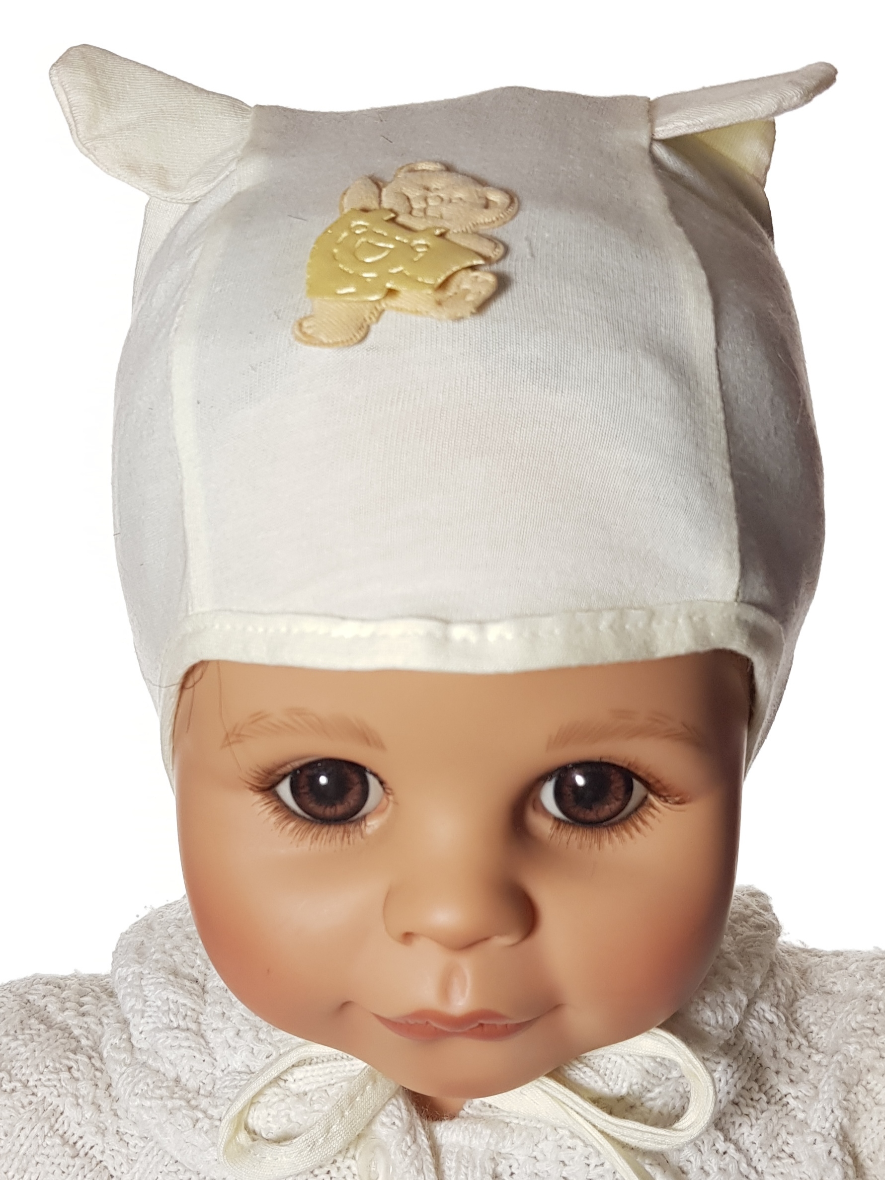 BAWEŁNIANA NIEMOWLĘCA CZAPKA MIŚ CZAPECZKA WIĄZANA USZKA 0-12 M-C 12KOLORÓW Rozmiar 34-40 cm