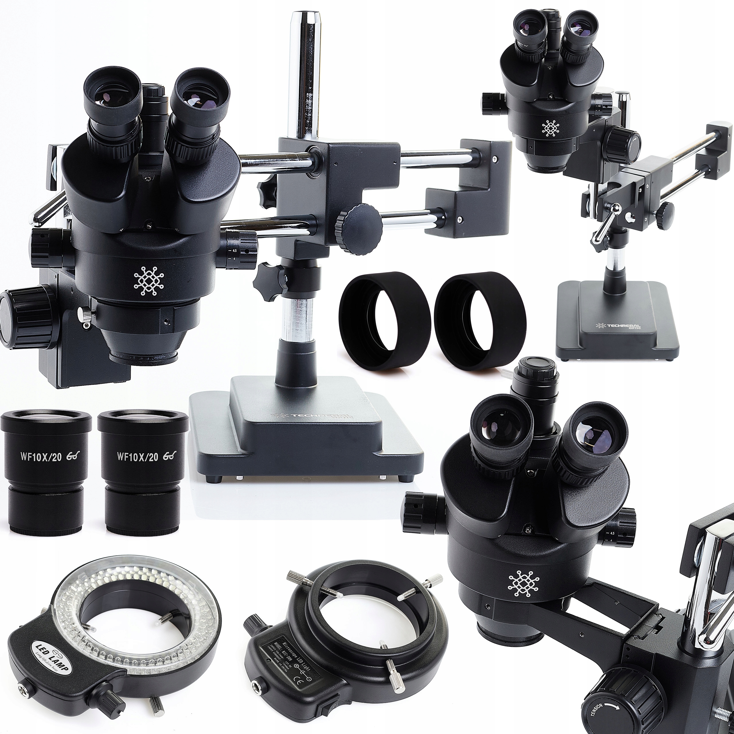 Trinokulární Stereoskopický Mikroskop Techrebal 10HW Osvětlení 144xLED