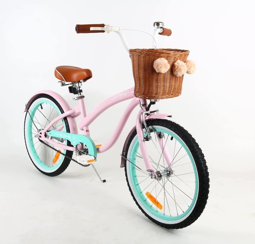 Rower dla dziewczynki 20" Cruiser Princess różowy miętowy pompony Pl