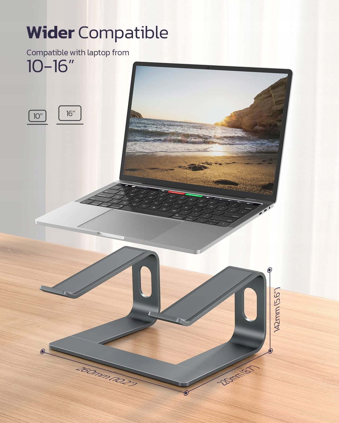NULAXY ALUMINIOWY STOJAK NA LAPTOPA ERGONOMICZNY UCHWYT 10-16 CALI — miniatura 5