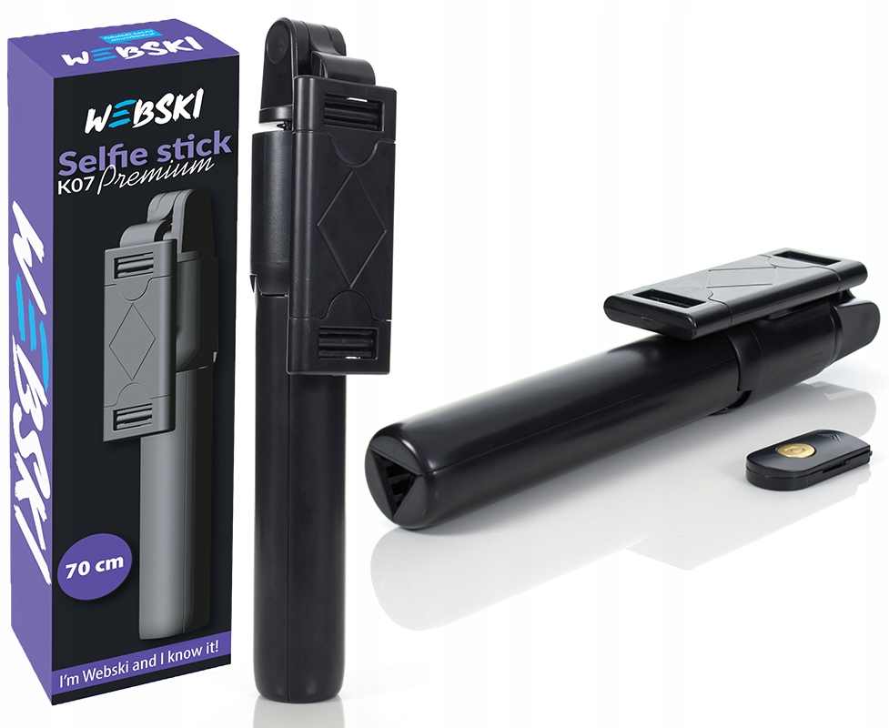 SELFIE-STICK Z PILOTEM STATYWEM DO TELEFONU + ETUI Kolor czarny