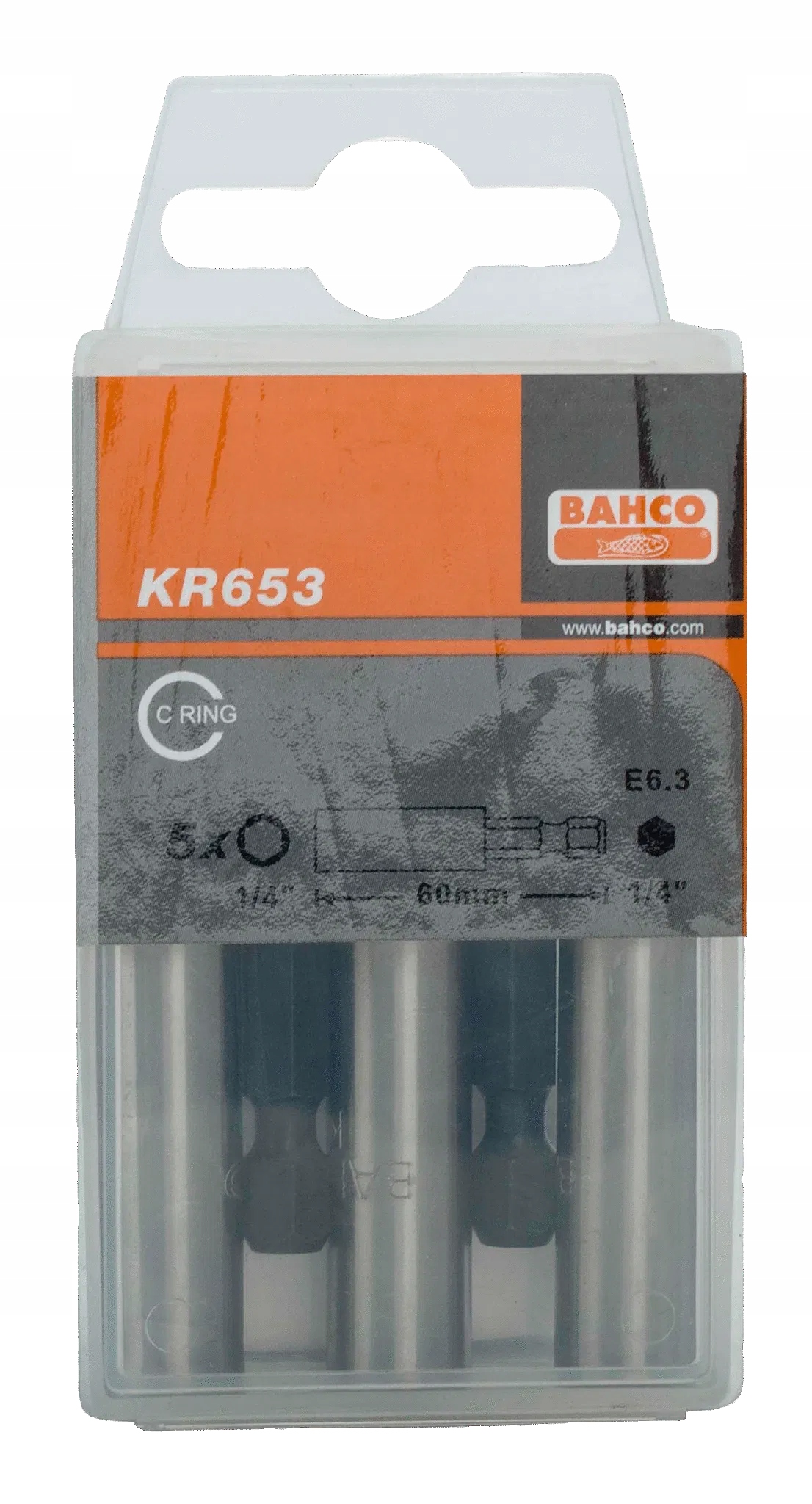 Zestaw uchwytów do bitów 1/4" 60 mm z pierścieniem ustalającym 5 szt. BAHCO Liczba elementów pojedyncze