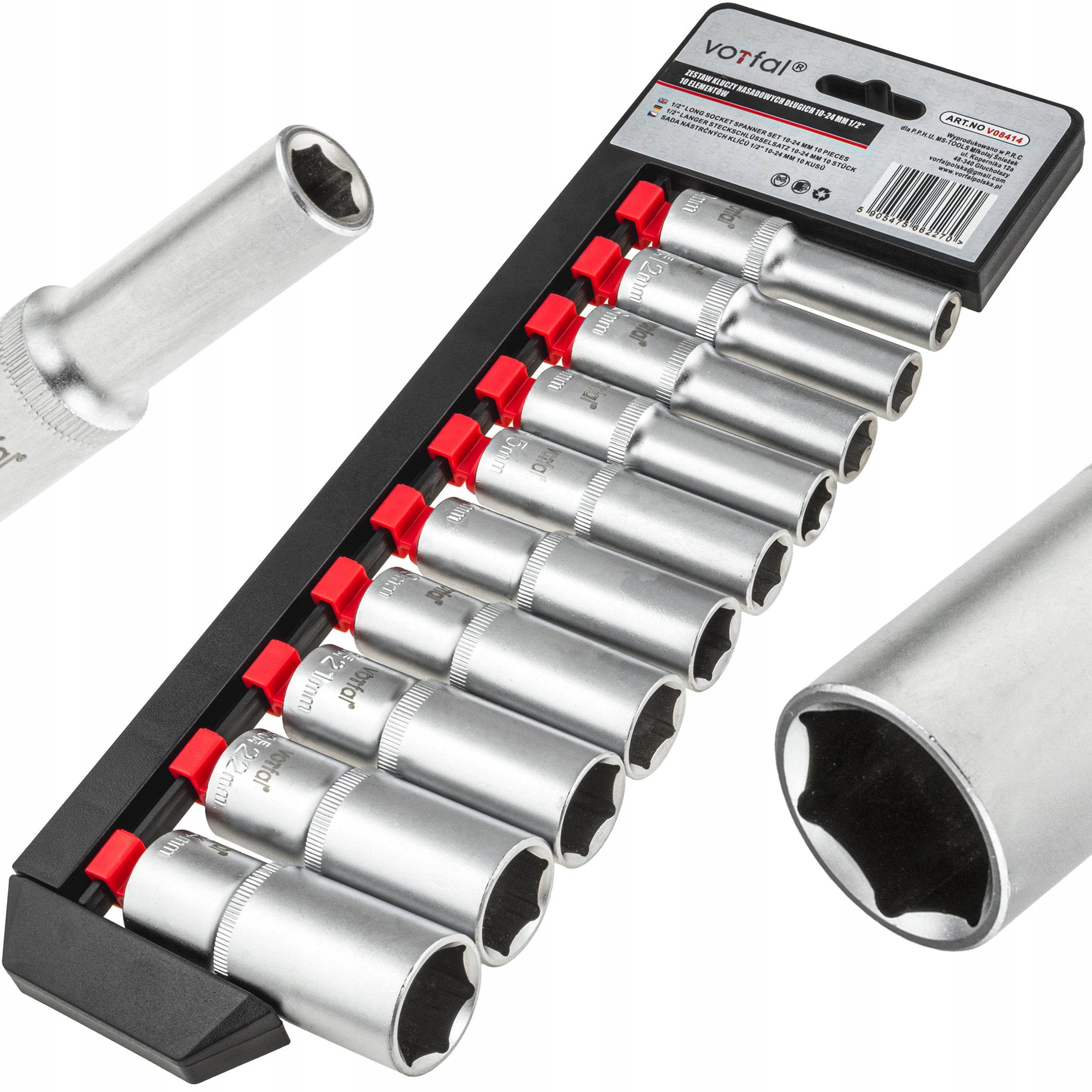 Klucze Nasadowe Nasadki Zestaw Kluczy Nasadowych Nasadek 1/2 Długie 10-24MM