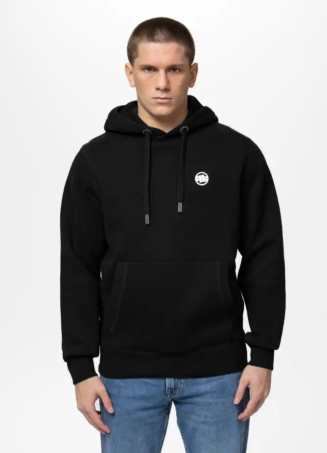 Pánská Mikina s kapucí Pit Bull Small Logo Klokanka Černá XL