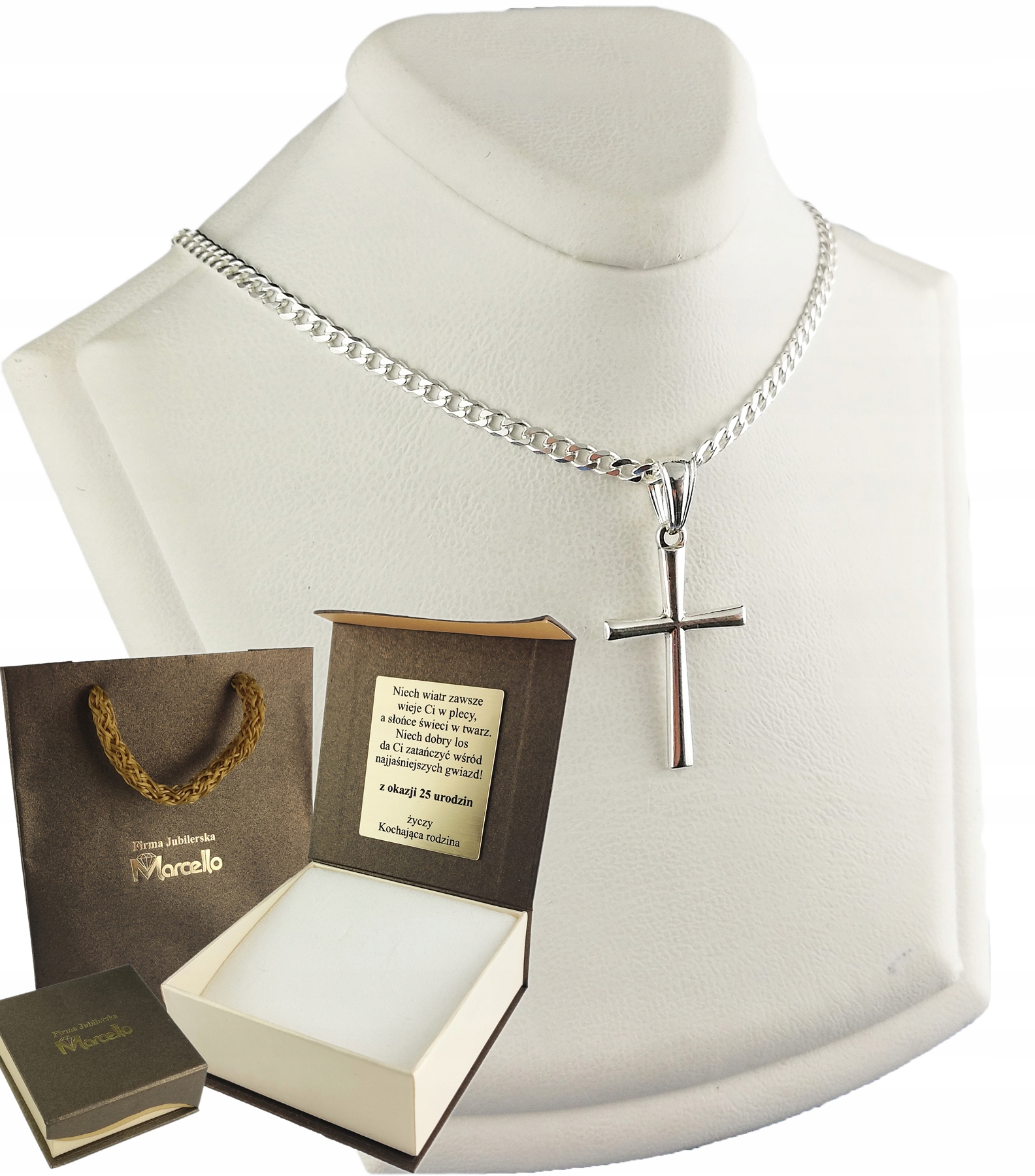 

Łańcuszek Srebrny Męski Pancerka Krzyżyk+ Grawer