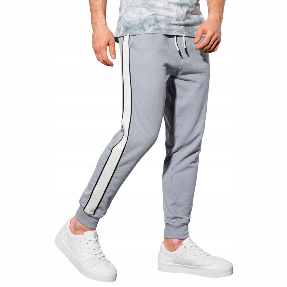 

Spodnie męskie dresowe joggery P947 szare M