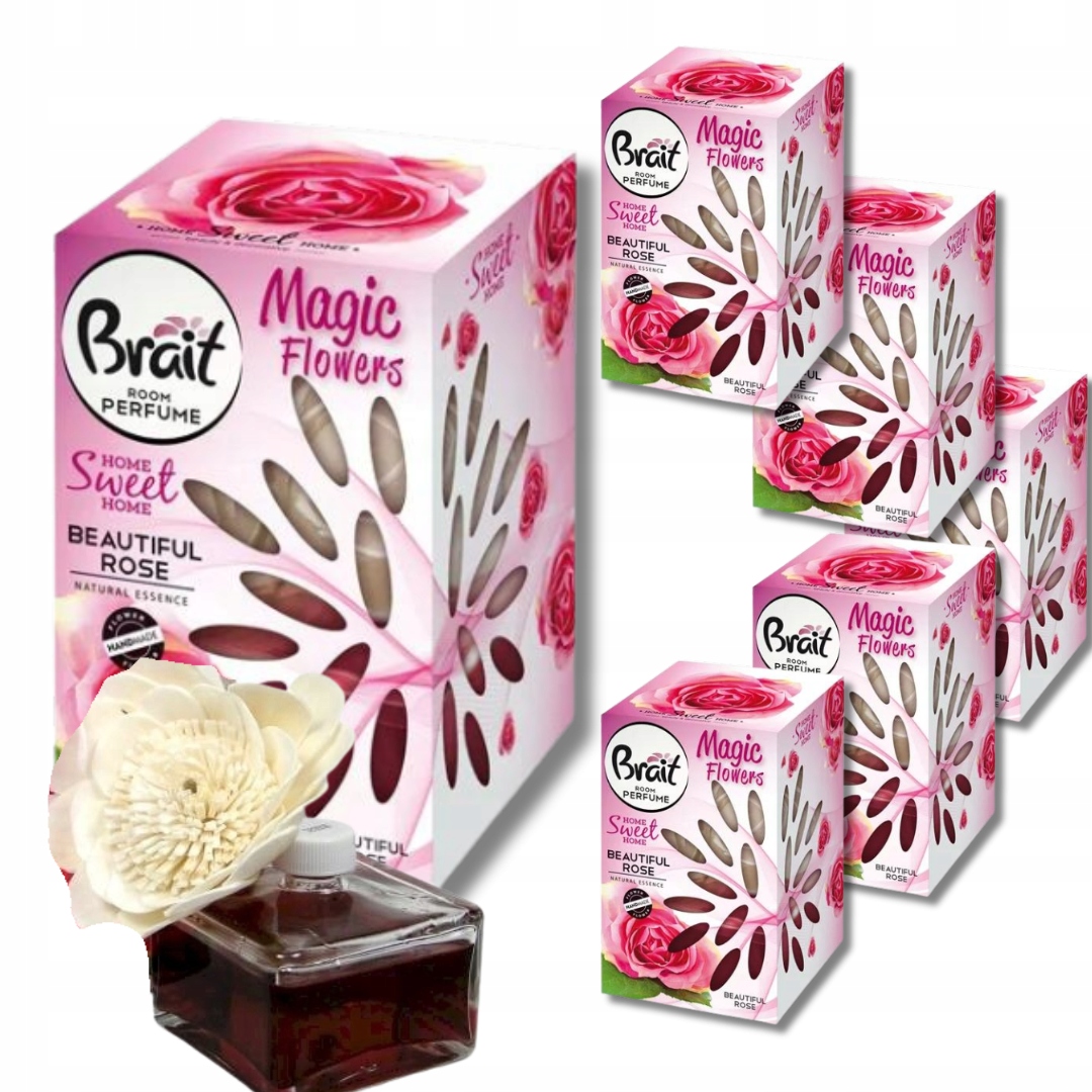 ODŚWIEŻACZ Kwiatek Dekoracyjny Pachnący Brait MAGIC FLOWERS ROSE x6 sztuk