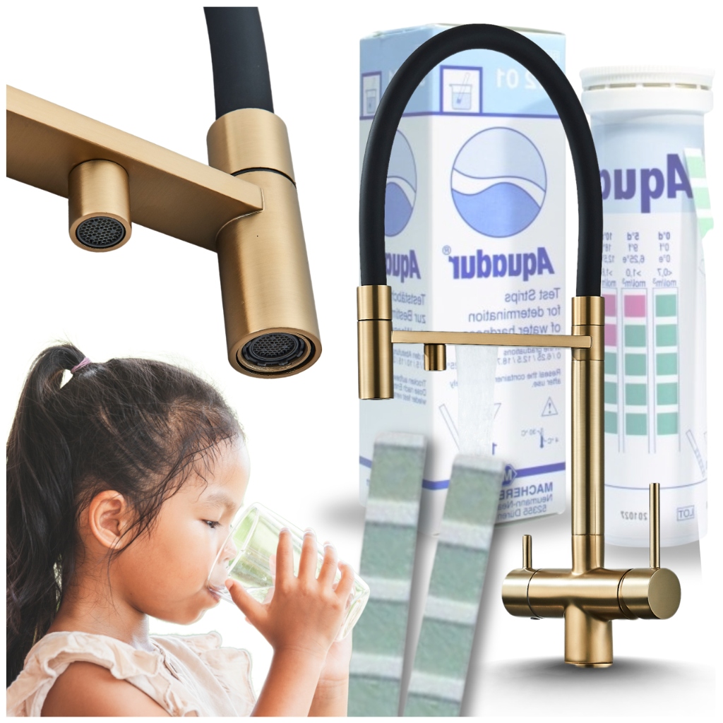 Kuchynská Batéria Zlatá Brúsená S Možnosťou Pripojenia Filtra Na Vodu Pzh