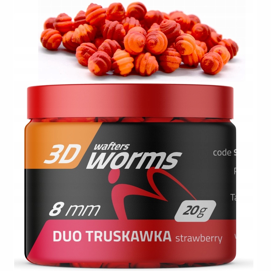 MatchPRO TOP WORMS WAFTERS DUO TRUSKAWKA STRAWBERRY 8mm 20g Stan opakowania oryginalne