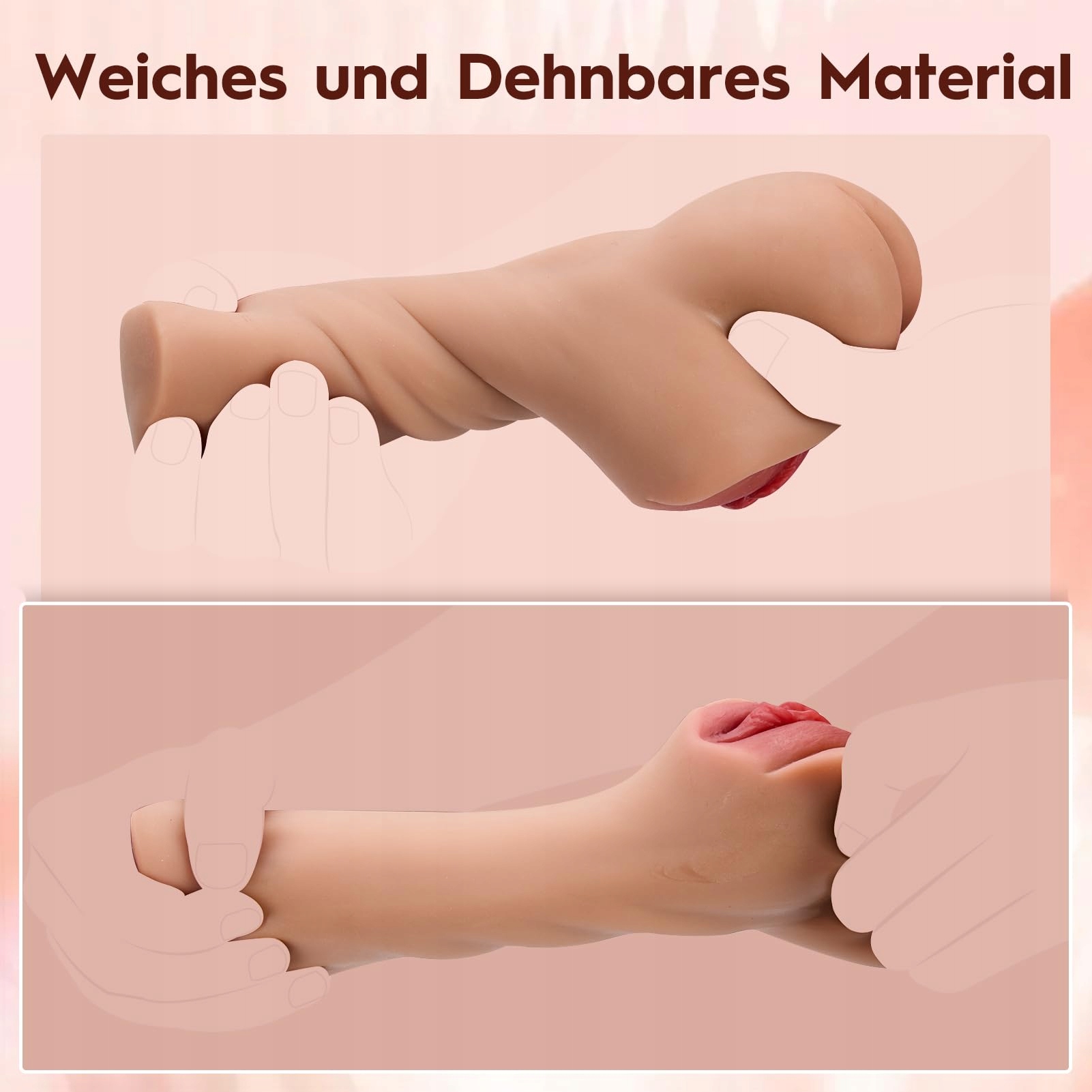 POCKET PUSSY 2w1 Masturbator Dla Mężczyzn 3D Vagina i Anal 650g Brązowy — miniatura 4