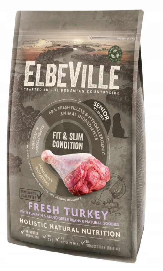 Levně ElbeVille 11,4 kg Holistic krmivo Krůta Fit&slim Senior