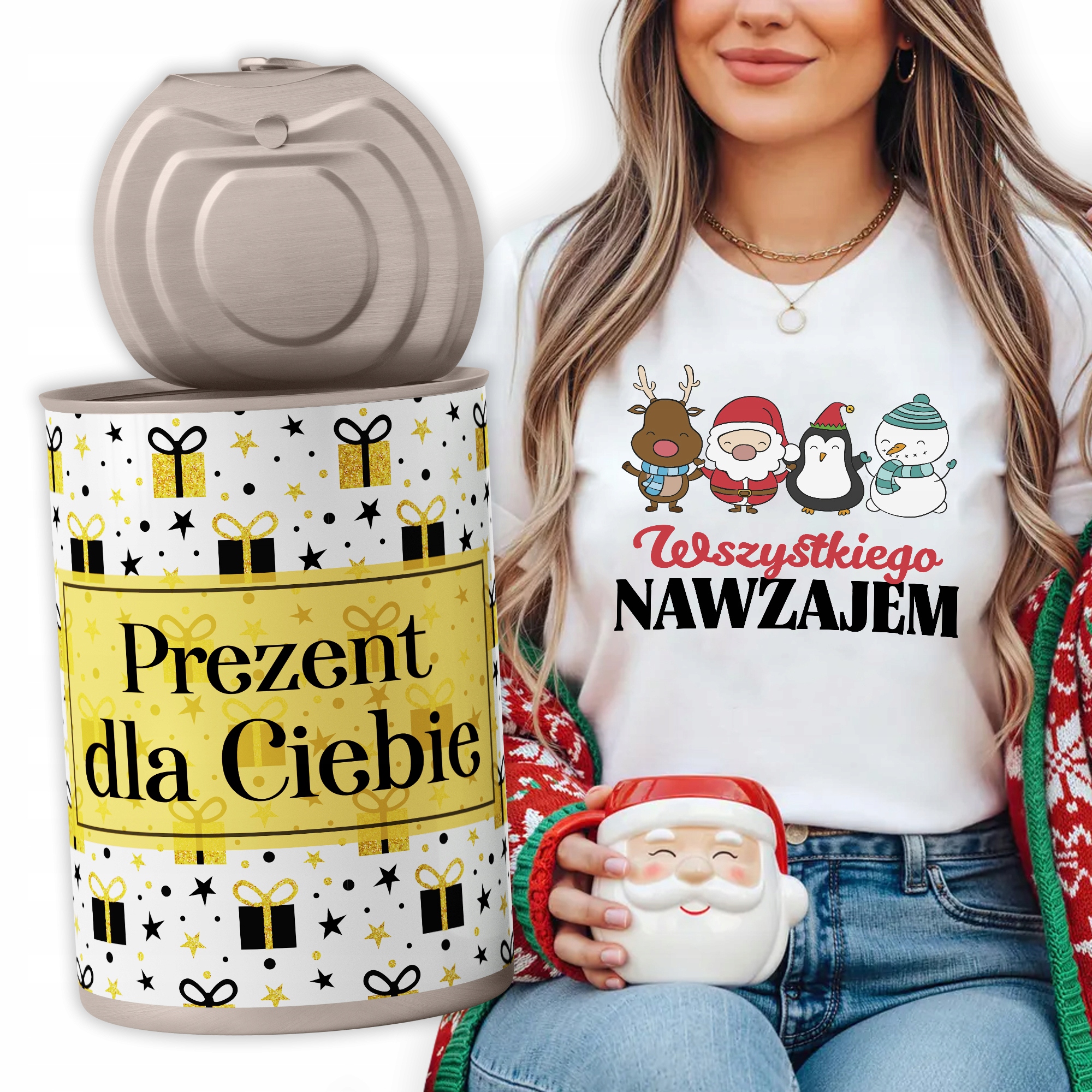 Tričko v plechovce Dárek pro tebe Dámské Vánoce Všeho navzájem XL