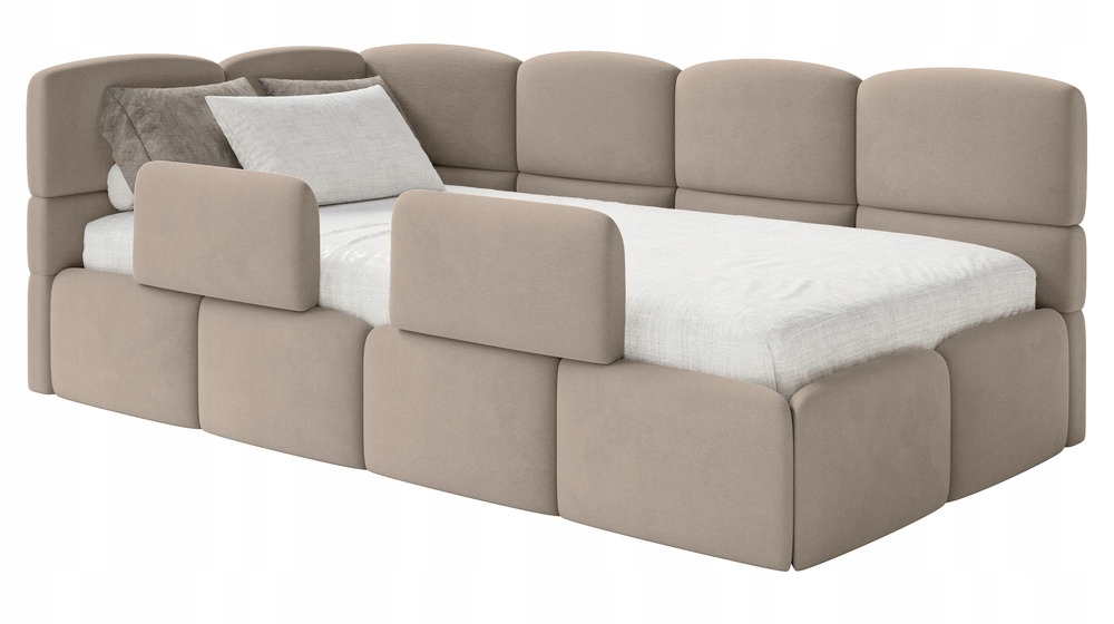 Postel pro mláděž 120x200 cm Cloudy béžová sametová levá