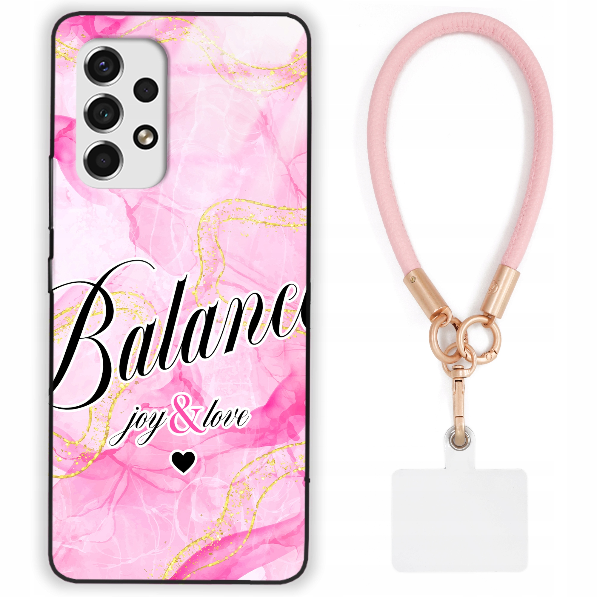 Pouzdro Pro Samsung A53 5G Case Lesklé Vodítko Růžová Kůže Mramor Glamour Wz