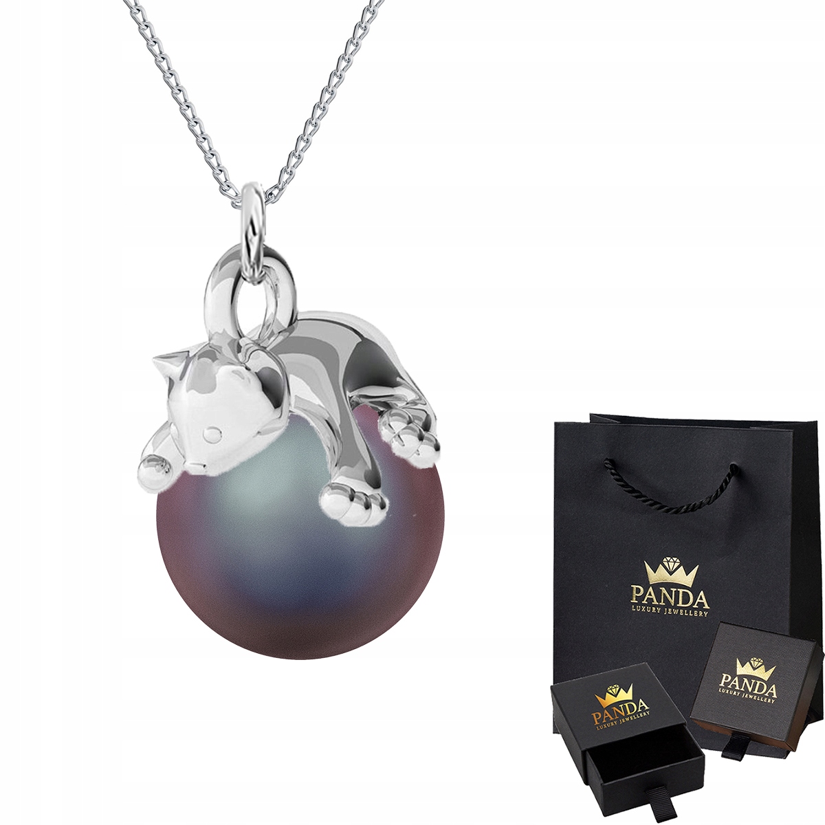

Naszyjnik Kotki Perła Swarovski Srebro 925 Prezent