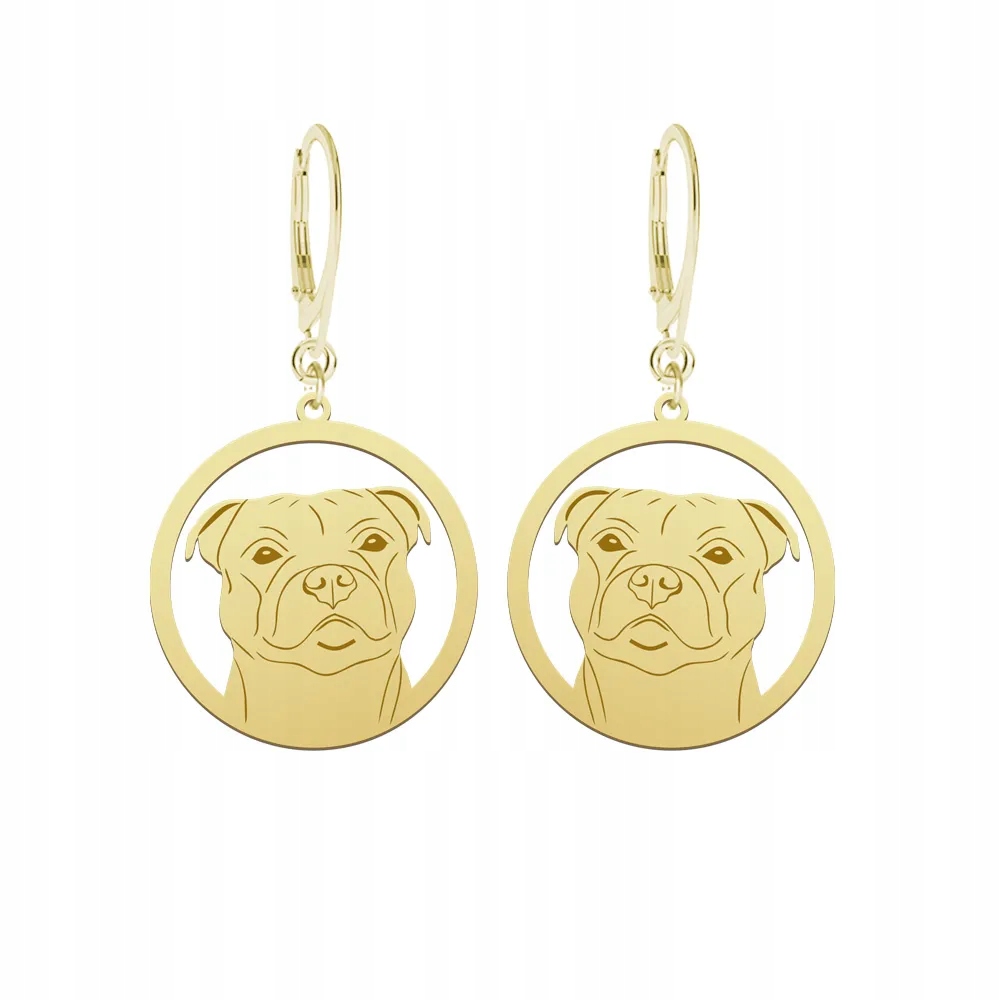 Náušnice Zlaté s bulteriérem Staffordshire 925 Bigiel Gravírování Bonus